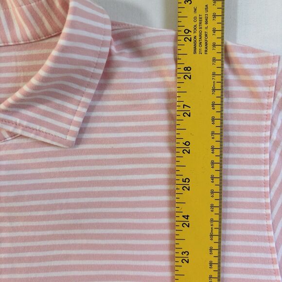 B Draddy Polo Shirt Mens Size L Pink/White Striped Copperhead Innisbrook Logo - Picture 6 of 9